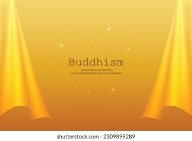 Buddhism, golden curtain scene pattern vector background for put text