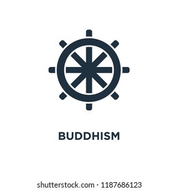 Buddhism icon. Black filled vector illustration. Buddhism symbol on white background. Can be used in web and mobile.