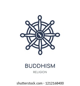 Buddhism icon. Buddhism linear symbol design from Religion collection. Simple outline element vector illustration on white background.