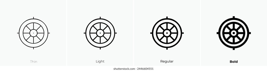 icono del budismo. Diseño de estilo fino, ligero, regular y audaz aislado sobre fondo blanco