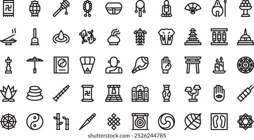 Buddhism icons High-Quality Vector Icons Collection with Editable Stroke. Ideal for Professional and Creative Projects.