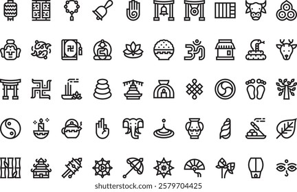 Buddhism icons High-Quality Vector Icons Collection with Editable Stroke. Ideal for Professional and Creative Projects