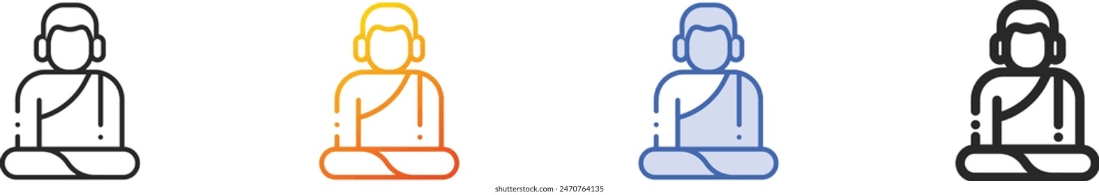 buddhism icon.Thin Linear, Gradient, Blue Stroke and bold Style Design Isolated On White Background