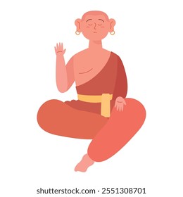 buddhism monk meditation pose isolated design