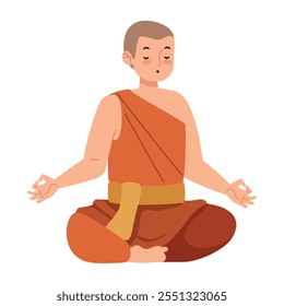 buddhism monk meditation pose isolated design