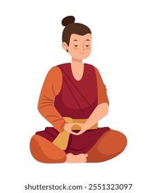 buddhism monk on lotus pose isolated