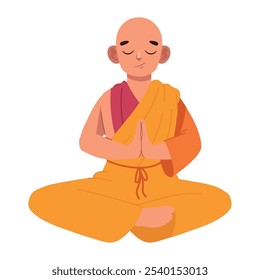 buddhism monk on the lotus position isolated design