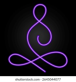 buddhism neon sign, modern glowing banner design, colorful modern design trend on black background. Vector illustration.