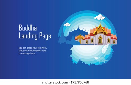 Buddhism place temple website homepage landing web page template vector background
