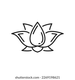 Buddhism religion lotus symbol, Buddhist sign of meditation and Zen, vector icon. Tibetan Buddhism Dharma and spiritual enlightenment or chakra symbol of lotus Padma flower