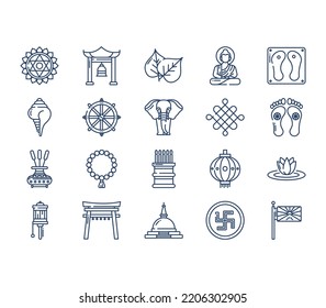 Buddhism Religion Symbol Icon Set