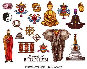 Buddhism Religious Meditation Zen Symbols Vector Stock Vector (Royalty ...