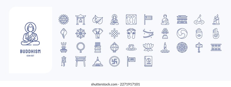 Buddhism and spiritual icon set