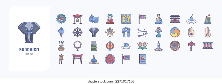 Buddhism and spiritual icon set