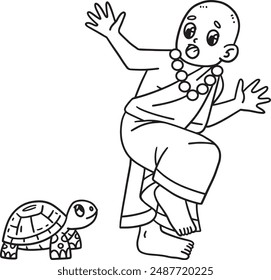 Buddhism Surprised Buddha with a Turtle Isolated 