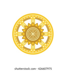 Buddhism Symbol Of Dhamma Wheel Dharmachakra. 