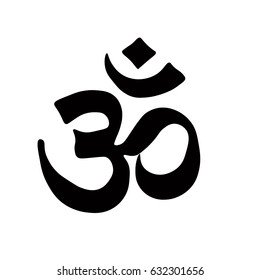 Buddhism symbol Om, isolated black vector on white background