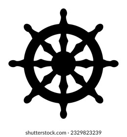 Buddhism symbol. Wheel of Dharma or Dharmachakra icon. Vector illustration isolated on white background