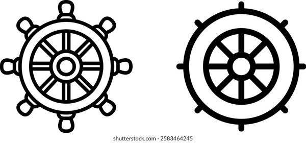 Buddhism Wheel Icon Sign – Spiritual and Religious Vector Symbol Set