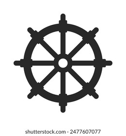 Buddhism Wheel Religious Symbol Black Icon Vector Illustration