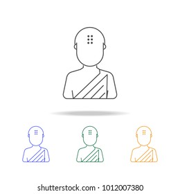 Buddhist avatar multicoloured icons. Element of profession avatar of for mobile concept and web apps. Thin line  icon for website design and development, app development on white background