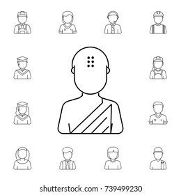 Buddhist avatar. Set of avatar icons on white background