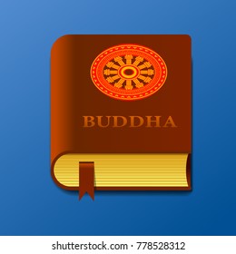 buddhist book vector illustration.