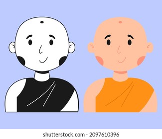 Buddhist boy using religion uniform. Religion avatar vector illustration