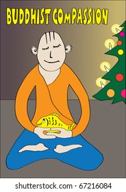 Buddhist compassion - a funny postcard Buddhist