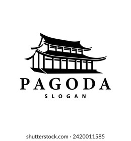 Buddhist culture building pagoda logo vector vintage design simple minimalist illustration