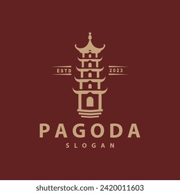 Buddhist culture building pagoda logo vector vintage design simple minimalist illustration