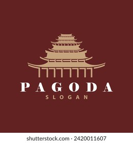 Buddhist culture building pagoda logo vector vintage design simple minimalist illustration