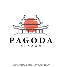 Buddhist culture building pagoda logo vector vintage design simple minimalist illustration
