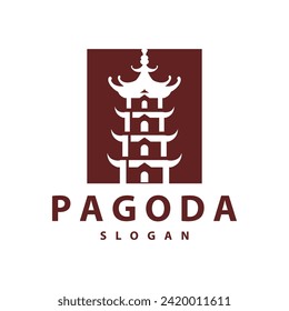 Buddhist culture building pagoda logo vector vintage design simple minimalist illustration