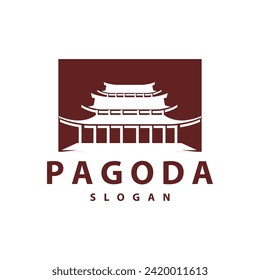 Buddhist culture building pagoda logo vector vintage design simple minimalist illustration