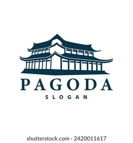 Buddhist culture building pagoda logo vector vintage design simple minimalist illustration