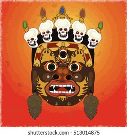 Buddhist deity Mahakala, vector illustration