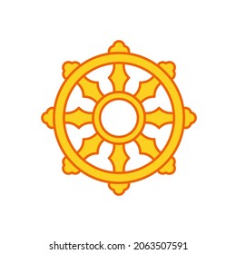 Buddhist Dharma Wheel Filled Outline Icon. Clipart Image Isolated On White Background