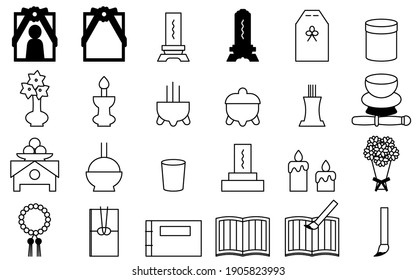 Buddhist funeral icon set, 24