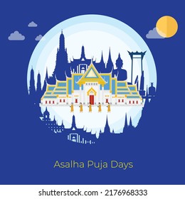 Buddhist Holy Day in Thailand and landmarks