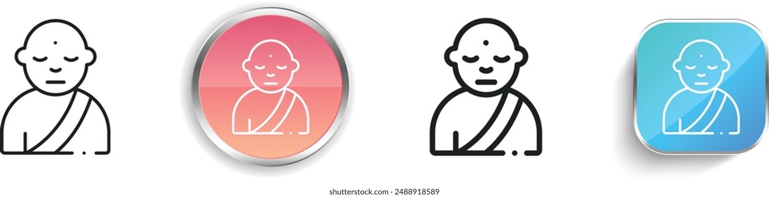 buddhist icon. Thin Linear, Regular and Button Style Design Isolated On White Background