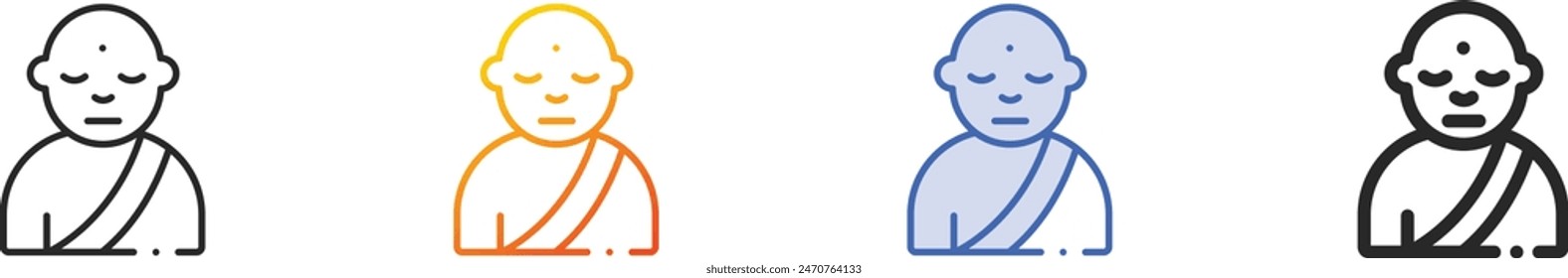 buddhist icon.Thin Linear, Gradient, Blue Stroke and bold Style Design Isolated On White Background