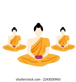 Buddhist in the kashaya in the lotus position. Indian religion. Website banner concept.