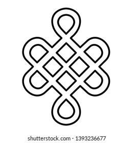 Buddhist knot icon in outline style on white background