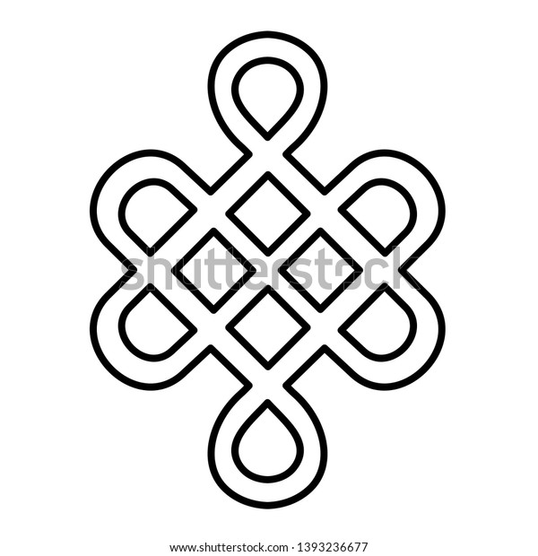 Buddhist Knot Icon Outline Style On Stock Vector (Royalty Free ...