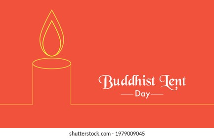 Buddhist Lent Day Candle Line Vector