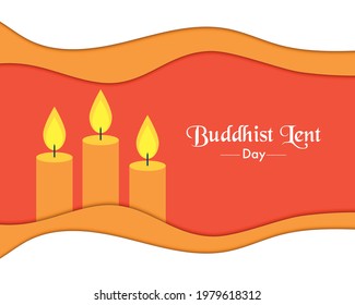 Buddhist Lent Day Papercut Illustration