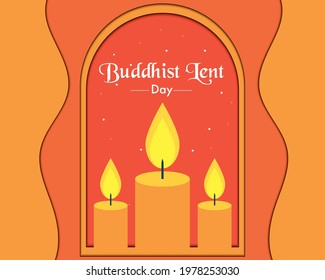 Buddhist Lent Day Papercut Vector