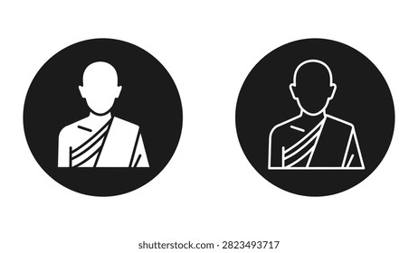 Buddhist monk avatar icon in circular frame vector graphic