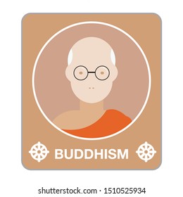 Buddhist monk buddha icon vector.  Illustration of a monk buddha character in flat minimalism style.